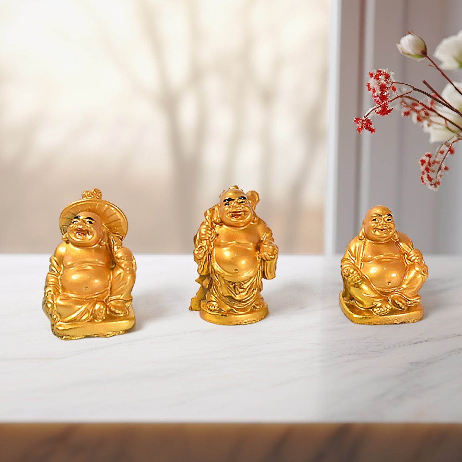 17924 Golden Laughing Buddha Set Of Six Pieces Statue For Happiness, Wealth & Good luck Decor For Wealth and Success (6 Pcs Set) 17924 Golden Laughing Buddha Set Of Six Pieces Statue For Happiness, Wealth & Good luck Decor For Wealth and Success (6 Pcs Set)